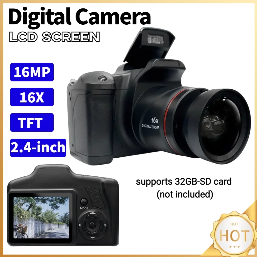 

16MP Digital Camera with 2.4 Inch LCD Screen Vlogging Camera 16X Digital Zoom Video Recorder for Photography