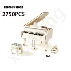 21323 Little Childhood Big Dreamer White Electric Music Piano High Difficulty Splicing Building Block Toy Kids Birthday Gift