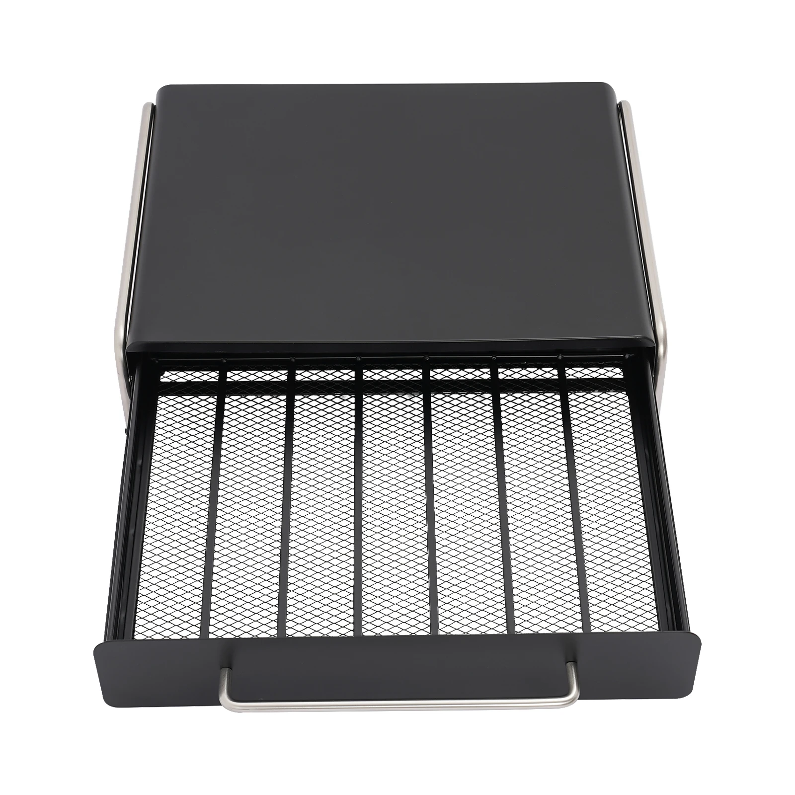 

Настольный ящик для хранения кофейных капсул из углеродистой стали, прочный, с дышащей сеткой и противоскользящими подушечками, вмещает 35-40 капсул