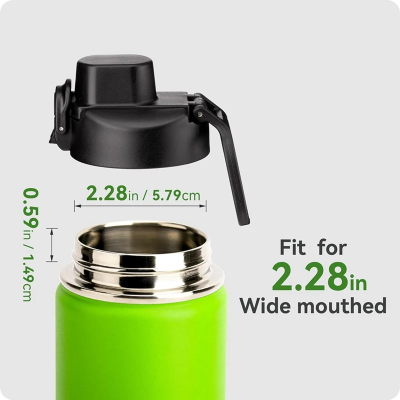 2 Pcs Replacement Auto Flip Lid Spout for 12/16/18/20/32/40/64 Oz Wide Mouth Sport Water Bottles