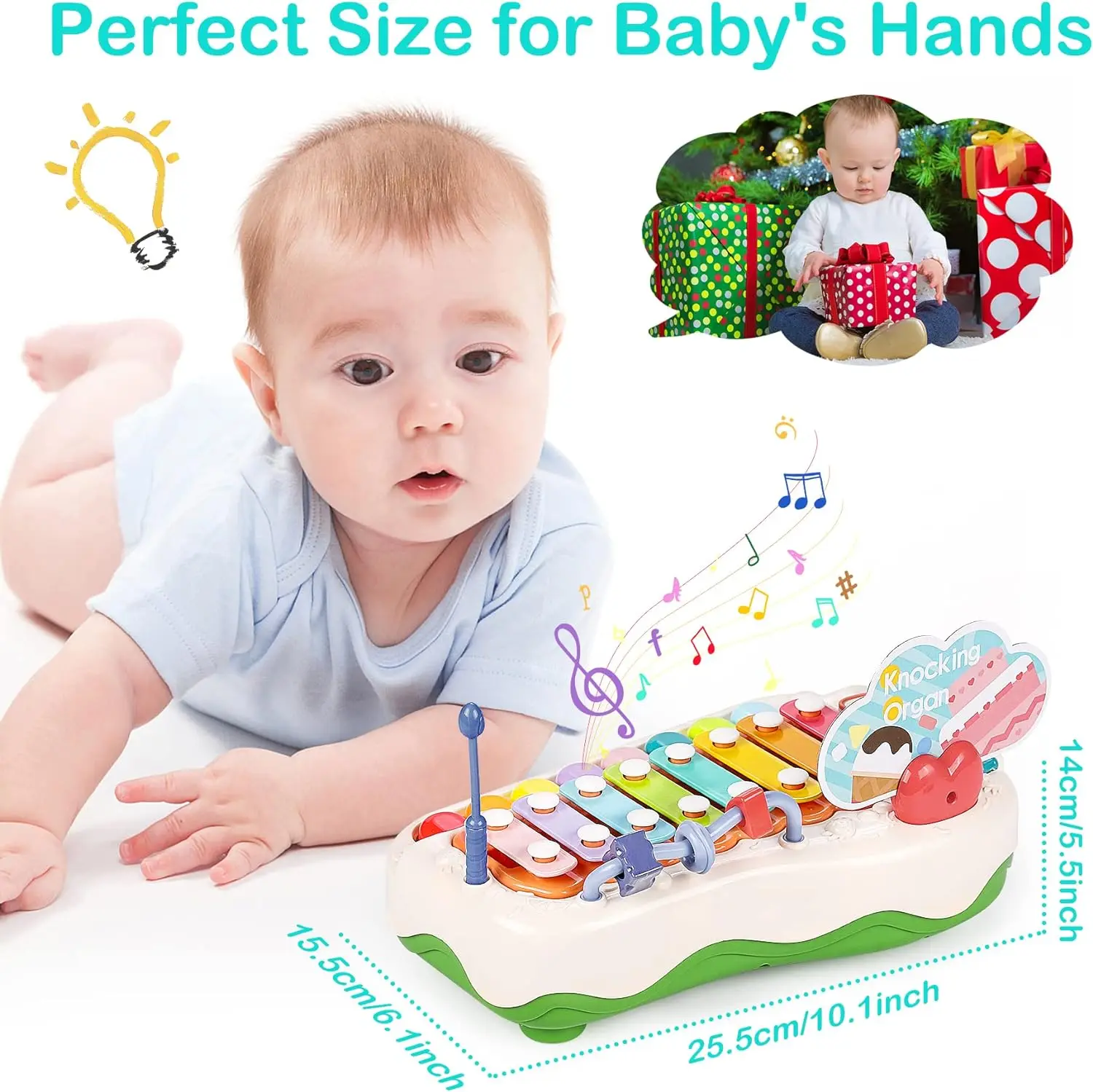 2 in 1 Musical Instruments Toys Baby Piano Keyboard Xylophone Learning Toys with Sounds & Lights for Toddlers Boys Girls