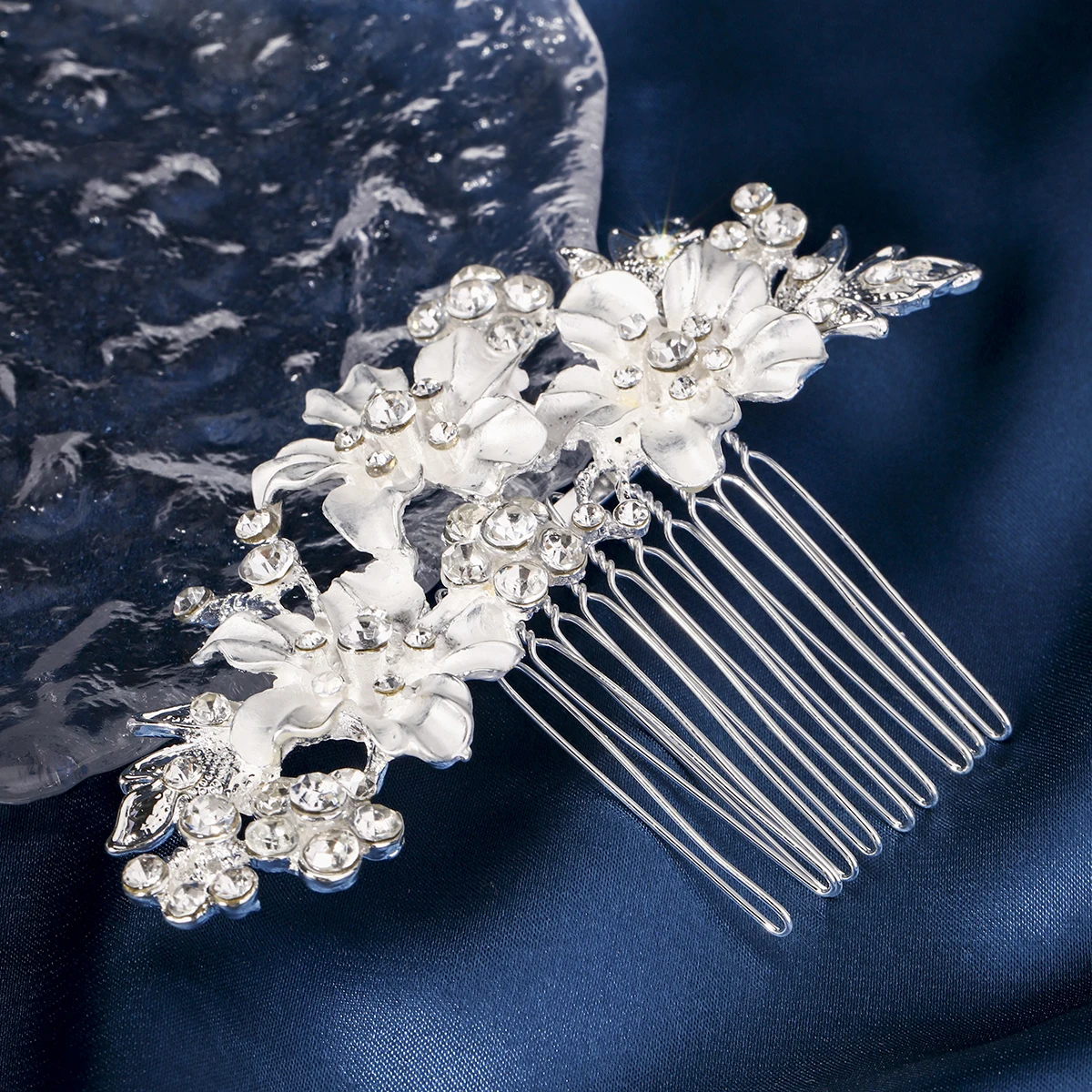 Alloy Flower Women\'s Hair Comb Sparkling Rhinestone Hairpin Hair Accessories Fashion Party Exquisite Headdress Festive Gifts