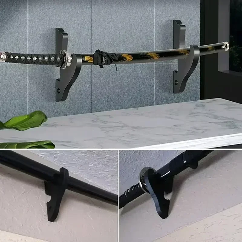 3-layers Wall Katana Shelf Support Holder Wooden Real Japanese Katana Samurai Sabre Sword Storage Rack Knife Display Organizer