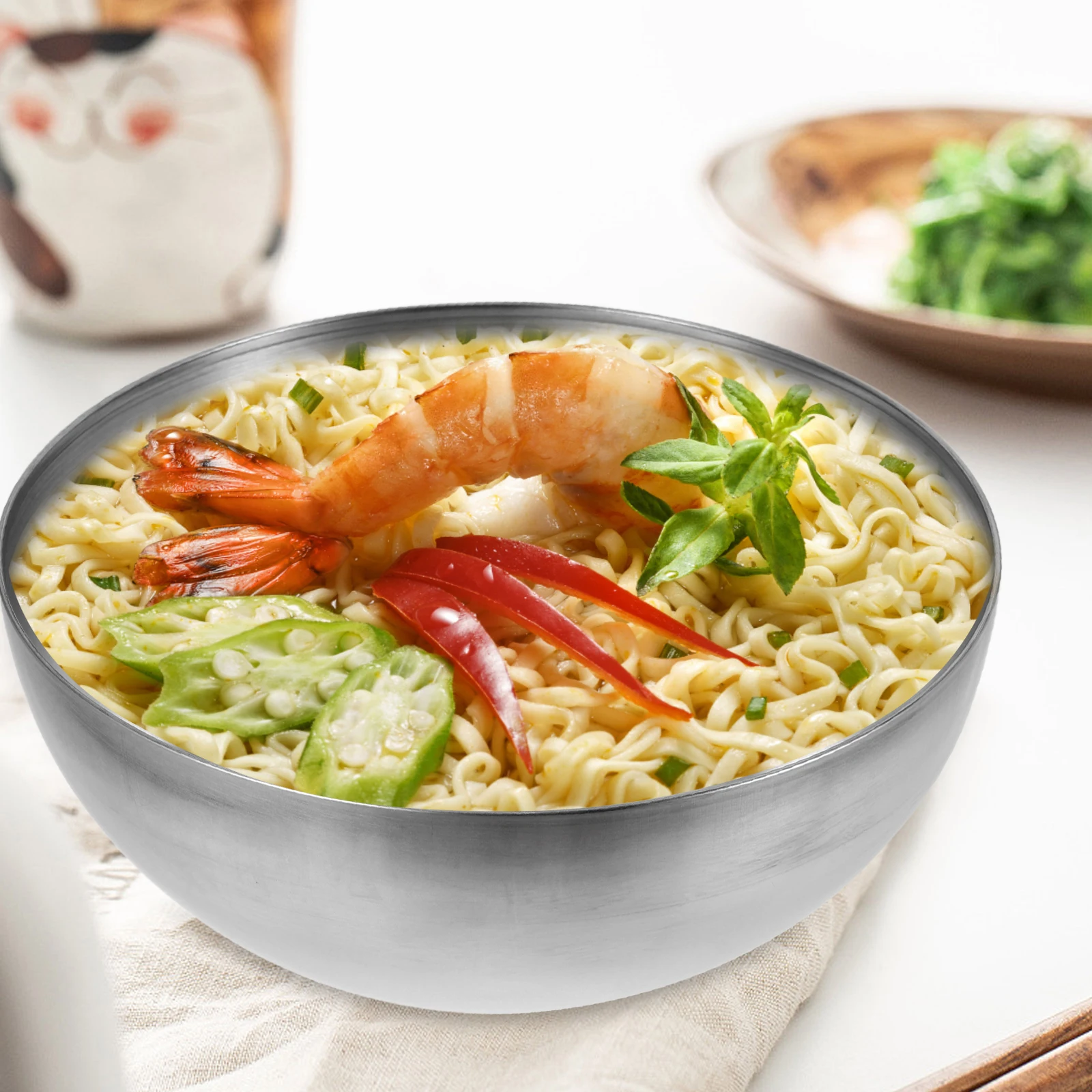 

Large Capacity Ramen Stainless Steel Salad Baking Bowl Family Dinner Metal Mixing Bowl Korean Style Design Large Soup