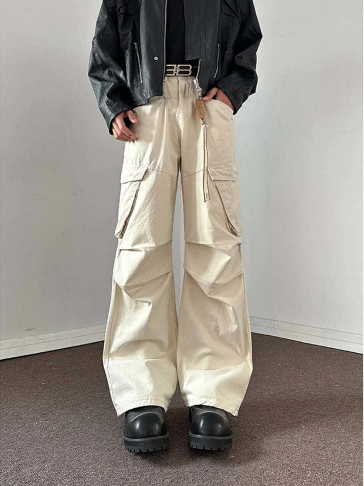 

American Sle Paratrooper Work Pants Men's Spring Autumn Casual Straight Leggings Faion Brand Match All Casual Pants