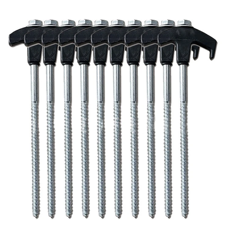 

DW-10PCS Screw-in Tent Stakes Ground Anchors M8 Heavy Duty Tent Stakes Tent Pegs Camping Stakes Tent Ground