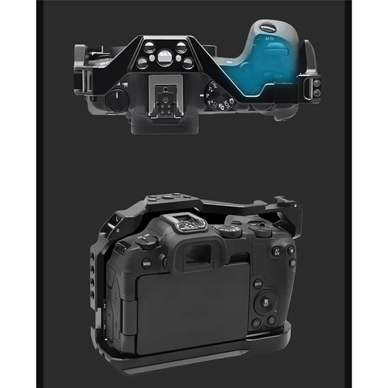 A34M-For Canon EOS R8 هيكل قفصي الشكل للكاميرا تلاعب الحذاء البارد جبل ARRI 3/8 بوصة 1/4 بوصة ثقب علوي الإسكان DSLR حامل كاميرات مراقبة عالي الجودة