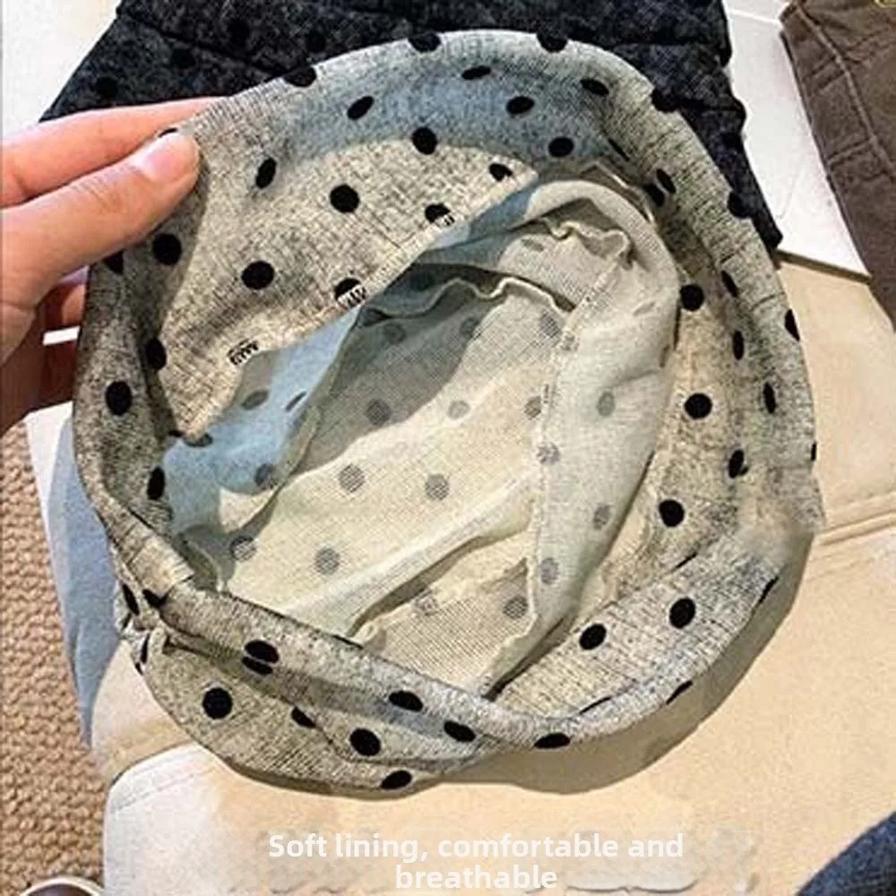 Retro Polka Dot Beanie Soft Elastic Vintage Pullover Hat Comfortable Patterned Slouchy Skull Cap Bad Hair Days