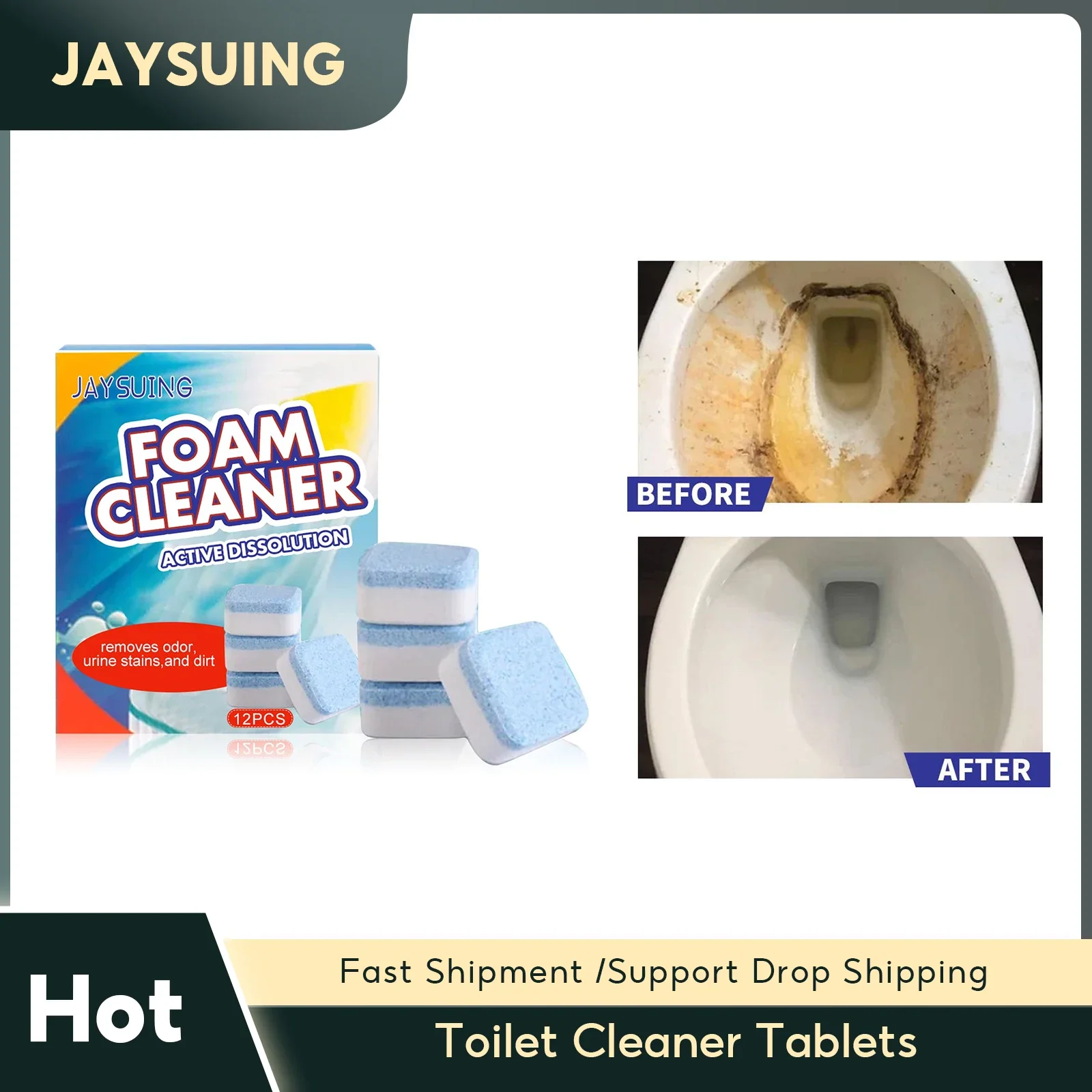 Toilet Cleaner Tablets Descaling Agent Deodorant Remover Urine Stains Toilet Bowl Cleaner Bathroom Freshener Effervescent Tablet