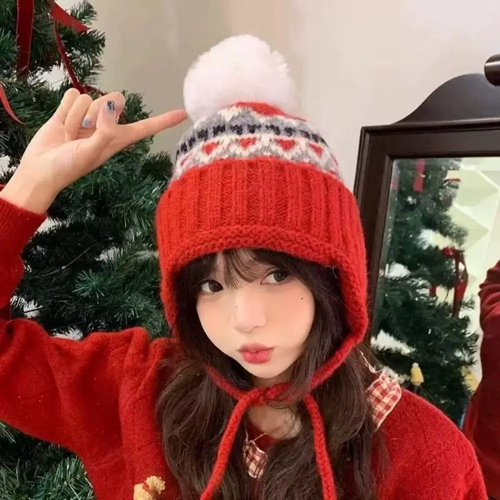 الرجعية الدافئة الجاكار محبوك قبعة مطبوعة الصوف معرض جزيرة نمط بيني خمر الرجعية الأذن حماية قبعة الشتاء