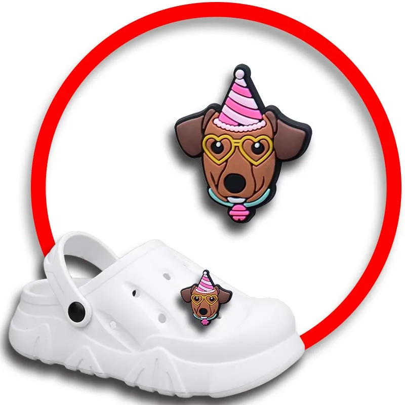 The Birthday Dog Crocs Shoe Charms para Mulheres e Homens, Tamancos Pins, Sapatos Decorações, Acessórios, Emblemas, Crianças