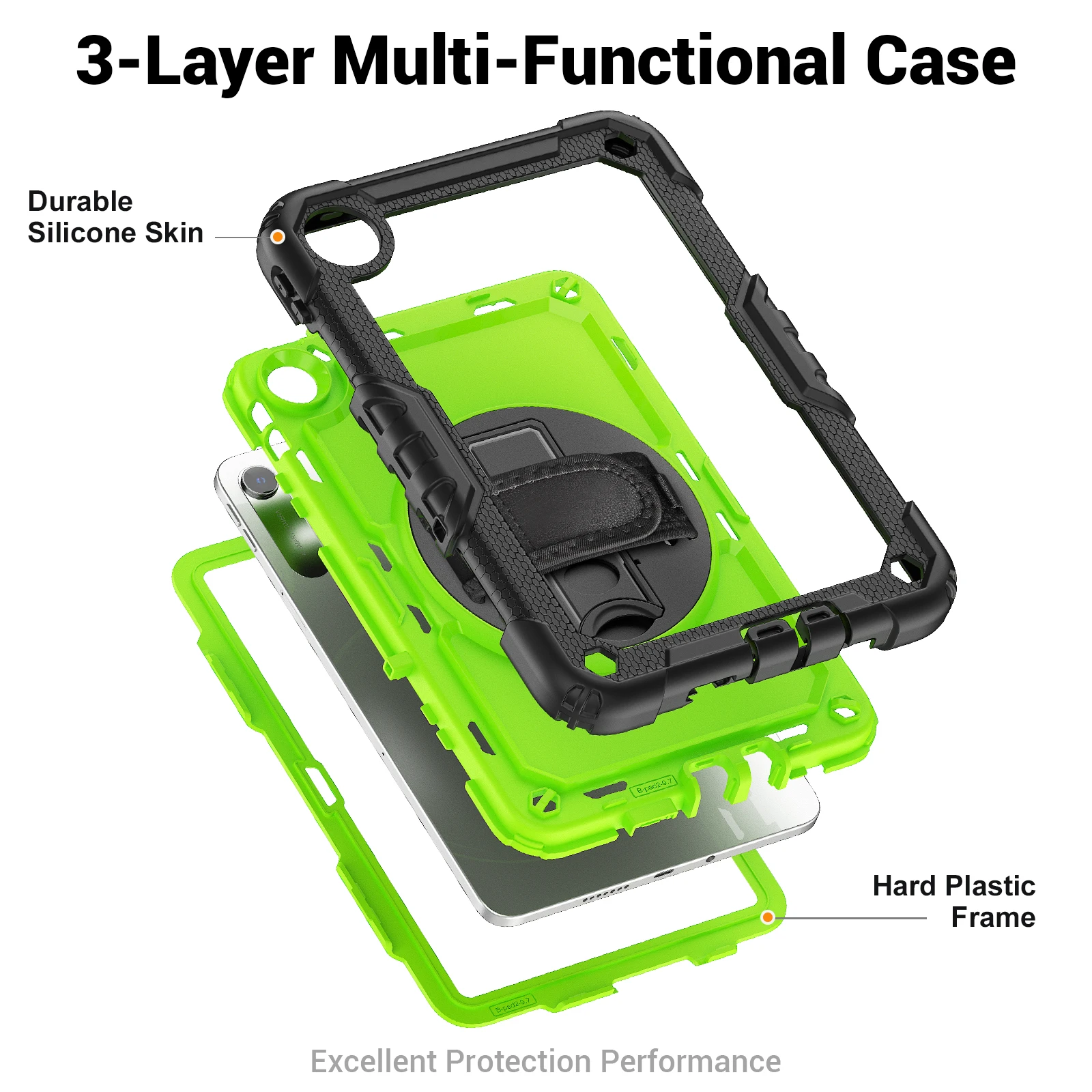 360 Rotating Stand Rugged Case For Xiaomi Poco Pad C1 Redmi Pad 2 9.7 2026 Heavy Duty Armor Cover With Built-in Screen Protector