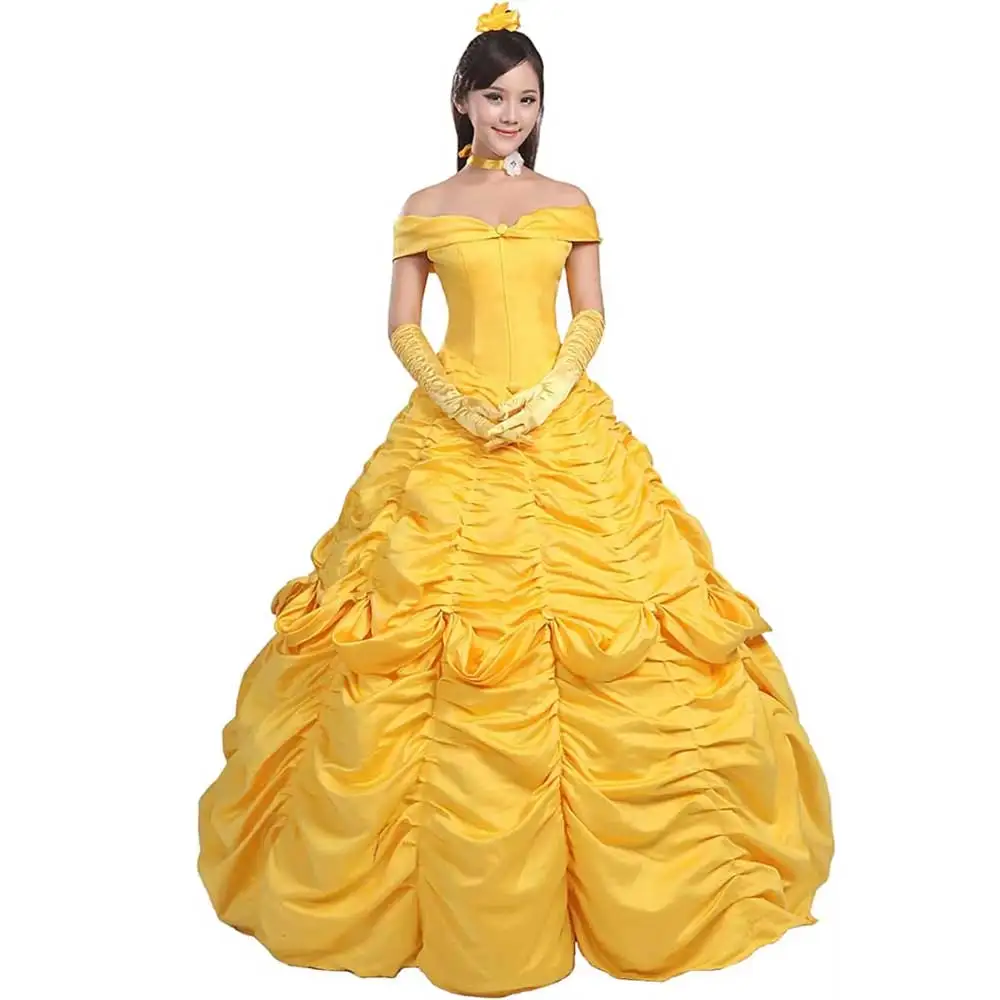 Adult  Belle Dress Women's Beauty And Beast Costume Cosplay Princess Party Dress Ball Gown Outfit view 2