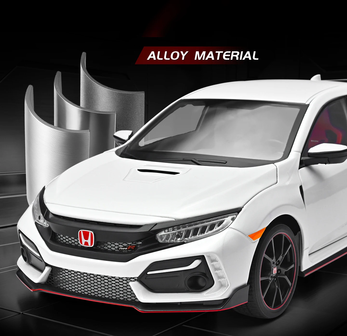 Large Size 1:18 HONDA CIVIC TYPE-R FK8 Hatchback Alloy Sports Car Model Diecasts Metal Track Racing Car Vehicles Model Kids Gift