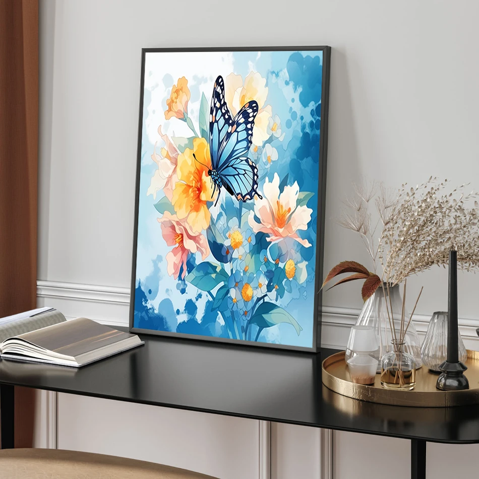 لوحة RUOPOTY حسب الرقم للبالغين، رسم فراشة ملونة، دهانات أكريليك، هدايا حرفية، مستلزمات فنية، رسم صور، ديكور منزلي #4