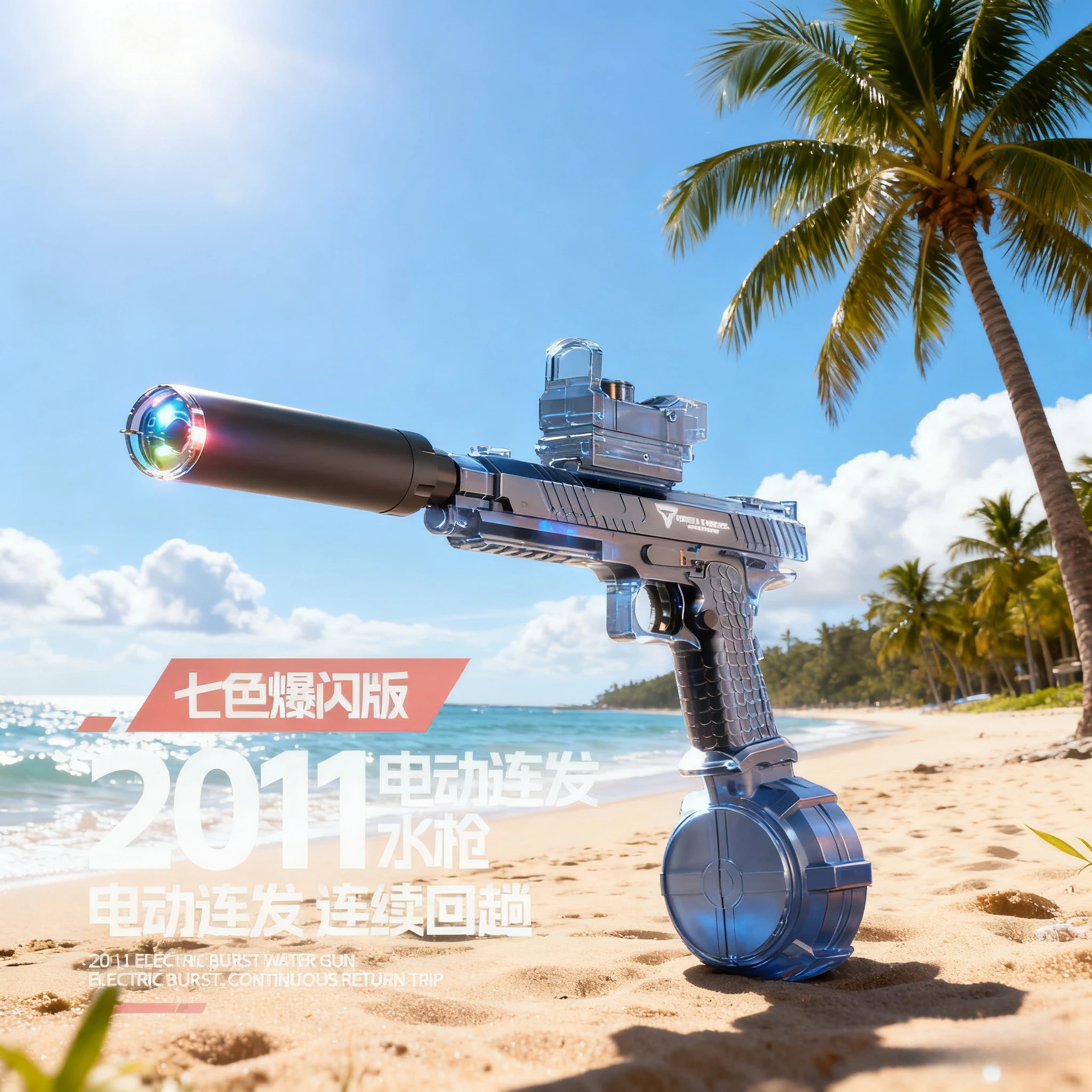 Pistolet à eau électrique aigle du désert entièrement automatique, jouets de tir, lumières clignotantes colorées, jouets de combat de piscine de plage pour enfants et adultes