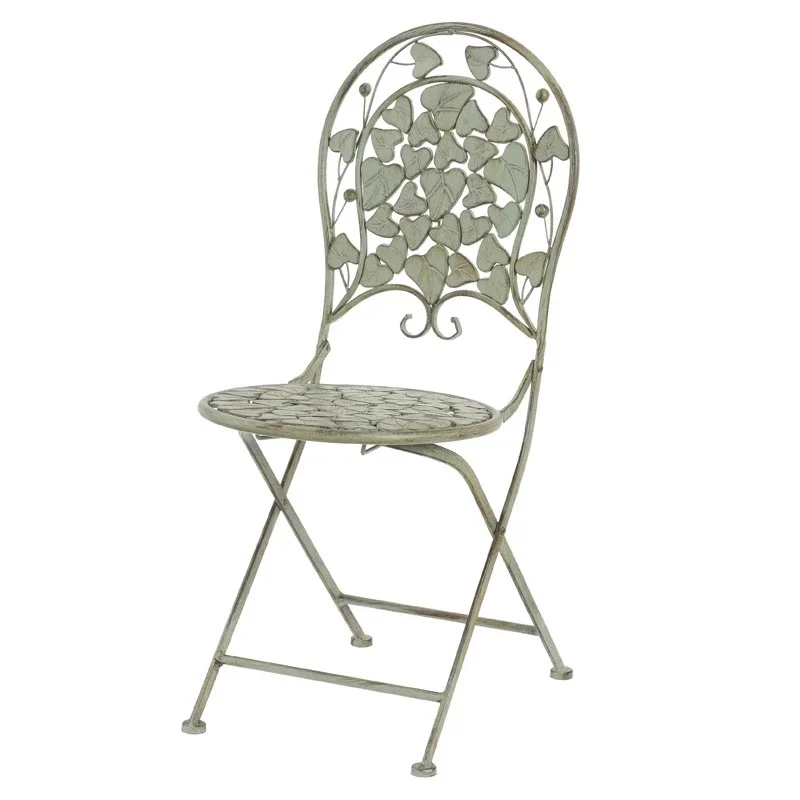 American country garden outdoor tables and chairs wrought iron old terrace balcony leaf shape