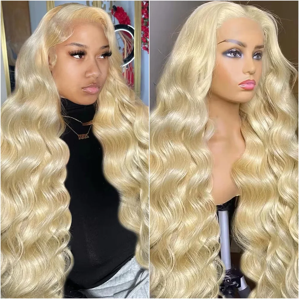 

613 Honey Blonde 13x6 HD Lace Frontal Body Wave Wig For Women 200 Density 13x4 Transparent Lace Front Human Hair Wigs PrePlucked