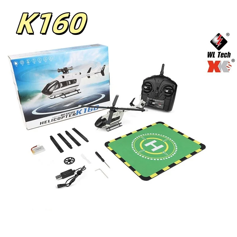 

Wltoys K160 RC Helicopter EC-145 4-Channel Brushless Gyro LED Light Durable Airplane Toy Remote Control for Kids And Adults
