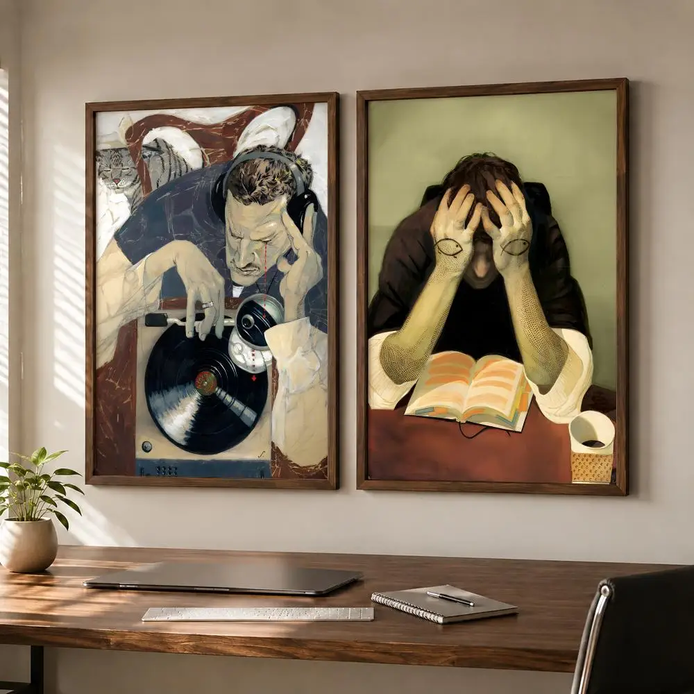 Illustrator Sterling Hundley Poster Self-adhesive Waterproof Paper Sticker Art Coffee House Bar Room Wall Decor