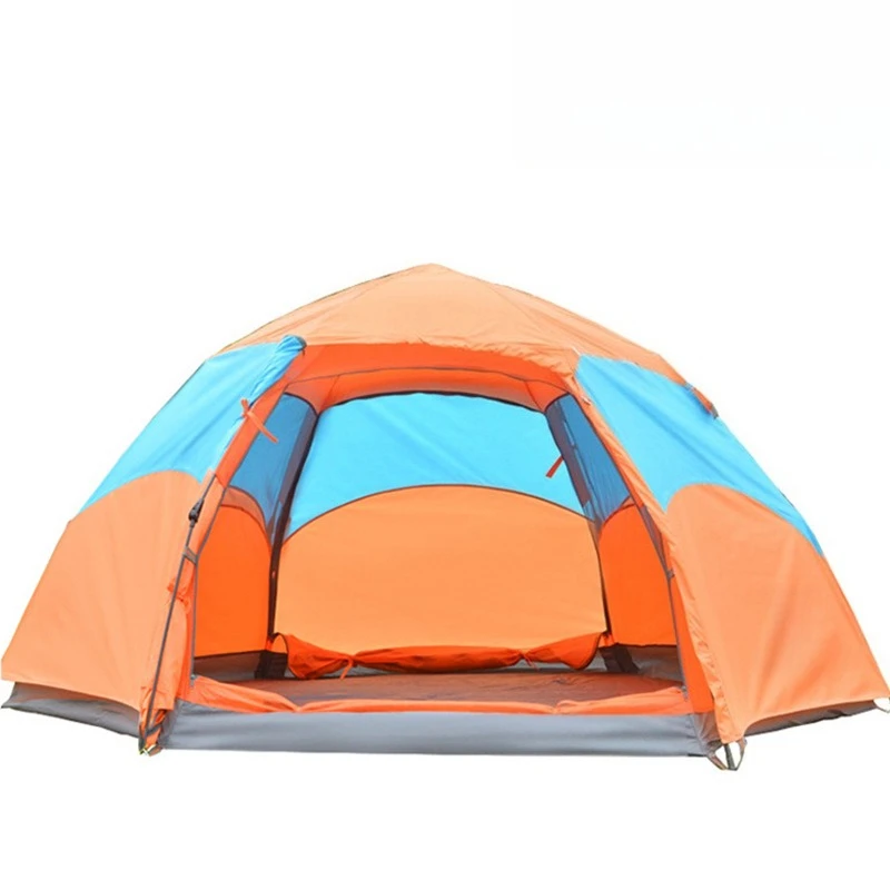 

Hexagonal automatic camping tent for 3-4 people, double-layer rainstorm-proof camping tent