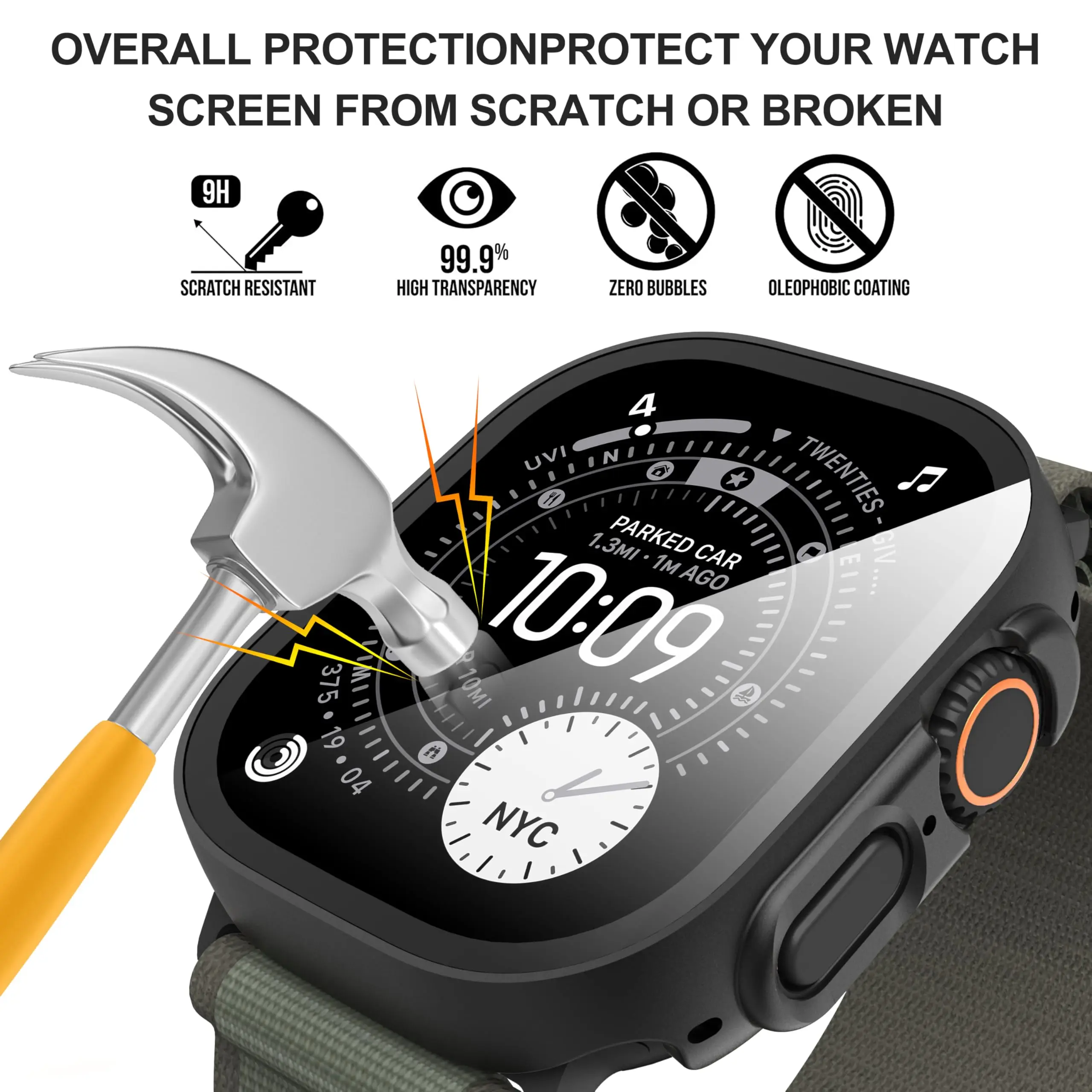 Gehärtetes Glas + Sichtschutz für Apple Watch Ultra 3 2 49 mm Hülle, Anti-Spionage-Displayschutzfolie, iWatch Ultra 3 2 Serie – Detail 5