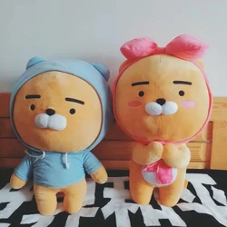 Queen Size Bowknot Ryan Plush Toy Kawaii Animal Stuffed Doll Soft Sofa Cushion Lovely Kakao Lion Room Decor Xmas Gift for Couple