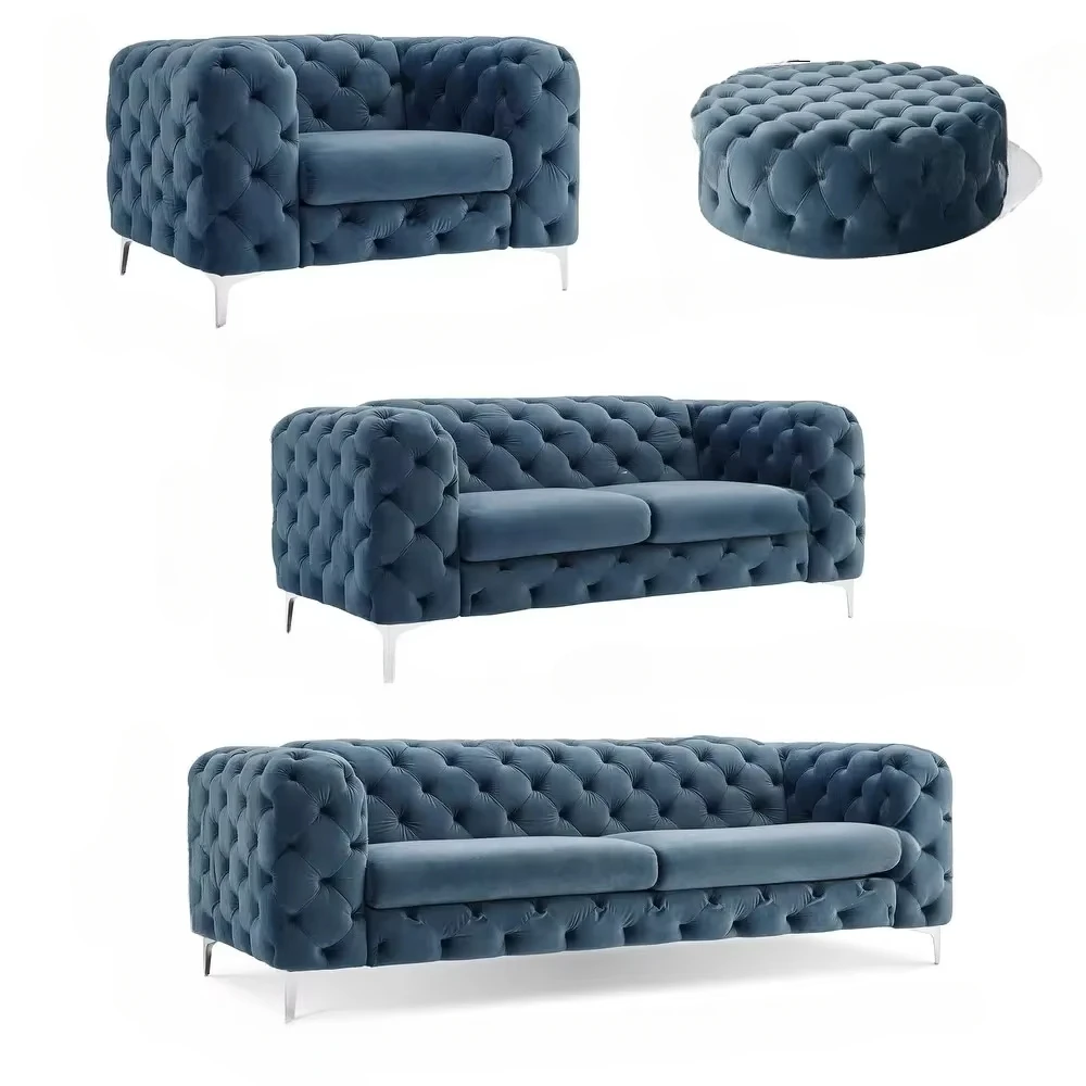 Modern Italian Nordic 3-Seater Chesterfield Sofa Set Stylish Bed Type Combination Living Room Couch for Small Hotels Apartments