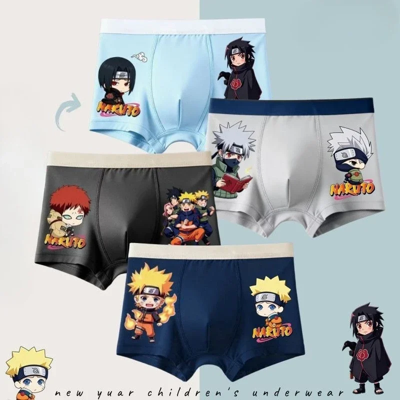 Naruto Animation Peripheral Creative Children's Boxer Briefs Boys Boxer Shorts Without Clip PP Children's Pure Cotton Underwear