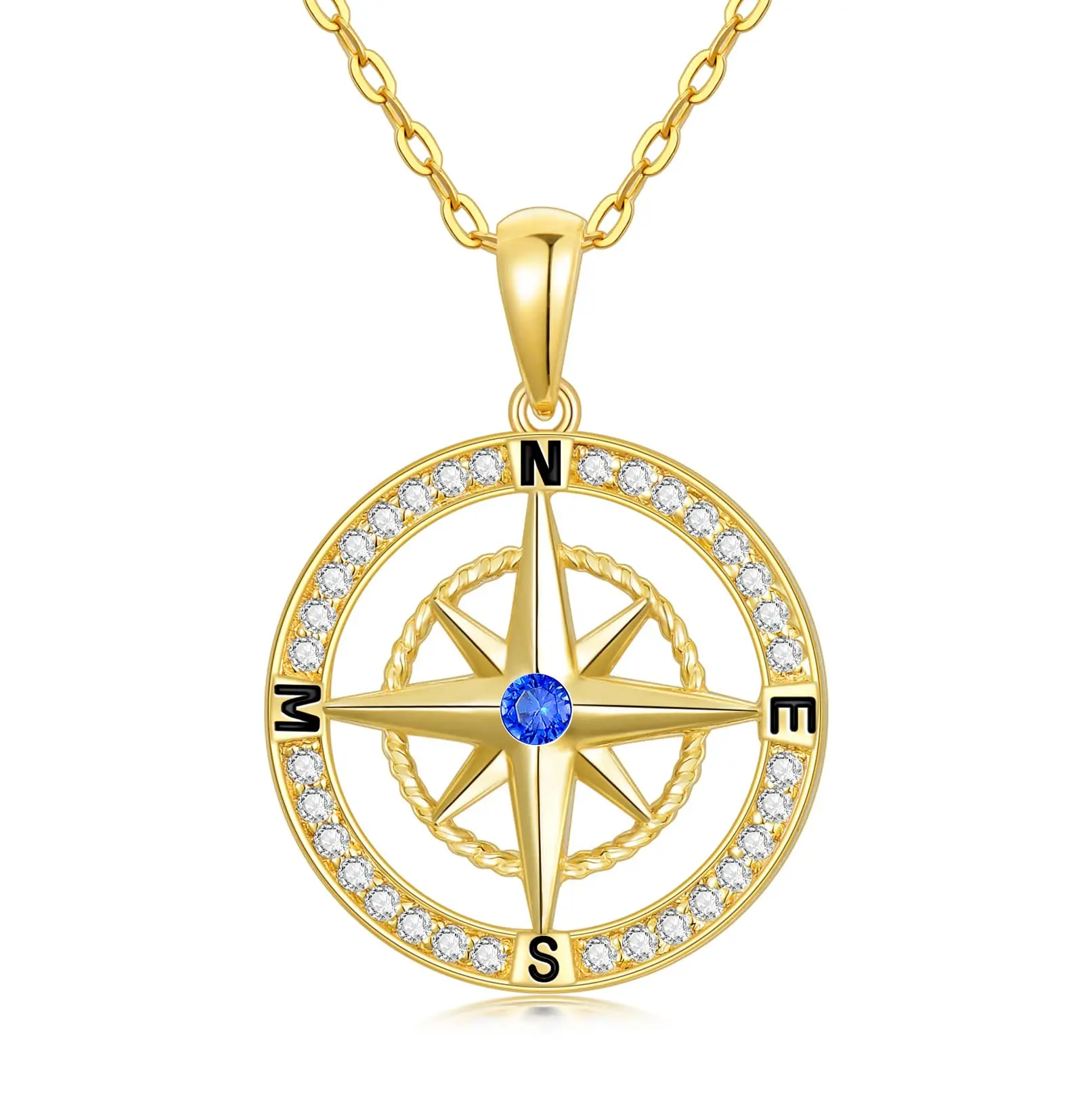 

YFN 14K Real Gold Compass Pendant Necklace for Women Yellow Gold Small Compass Necklace Zirconia Fine Jewelry Birthday Present