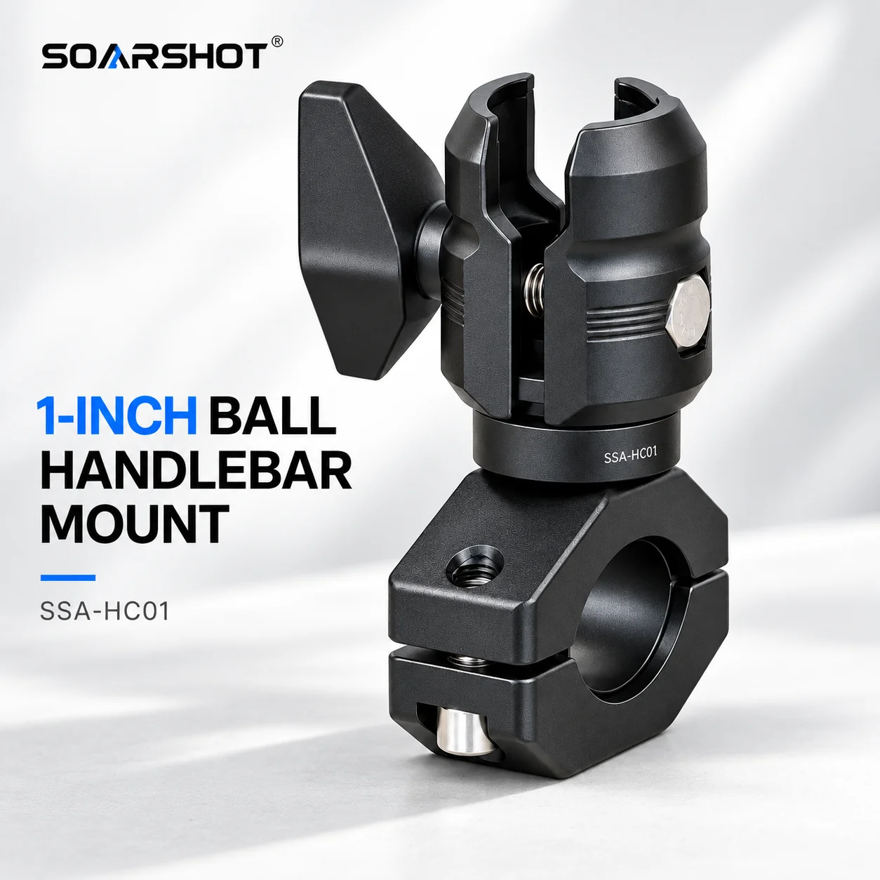 SOARSHOT 1 Inch Ball Handlebar Clamp Mount Single Socket Arm for Motorcycle Bike Phone Holder Camera GPS 22-32mm Round Bar