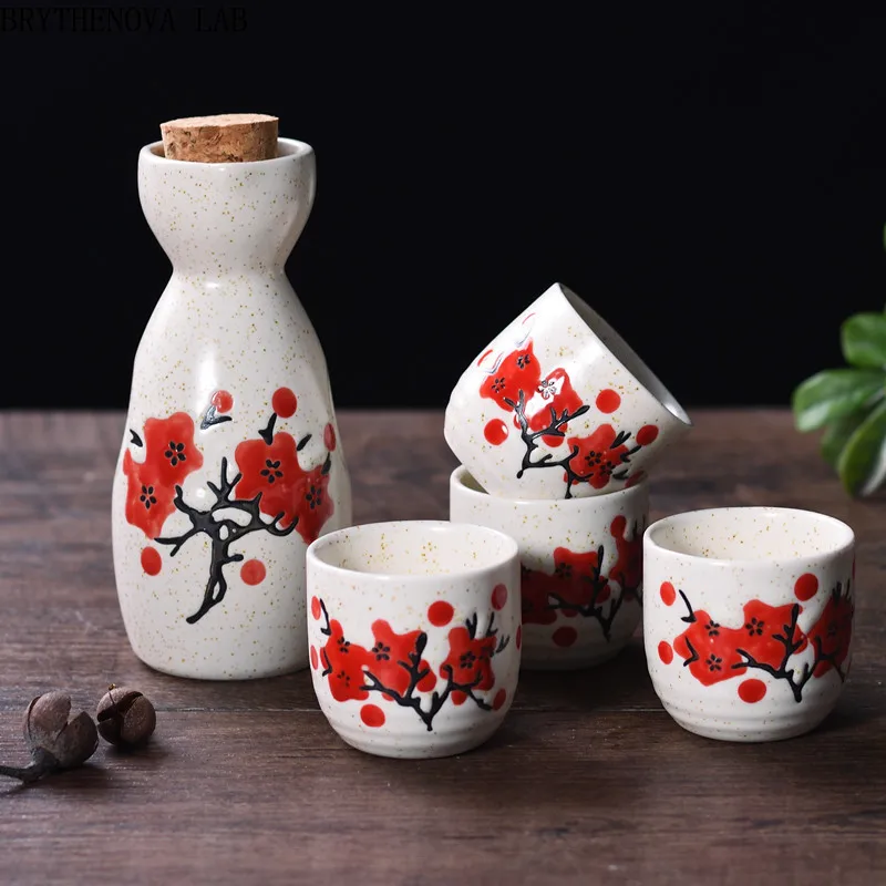 34 Styles Retro Japanese Sake Wine Set Hand-painted Ceramics Pot Liquor Flagon Cups Set Home Dining Bar Creative Drinkware Gifts