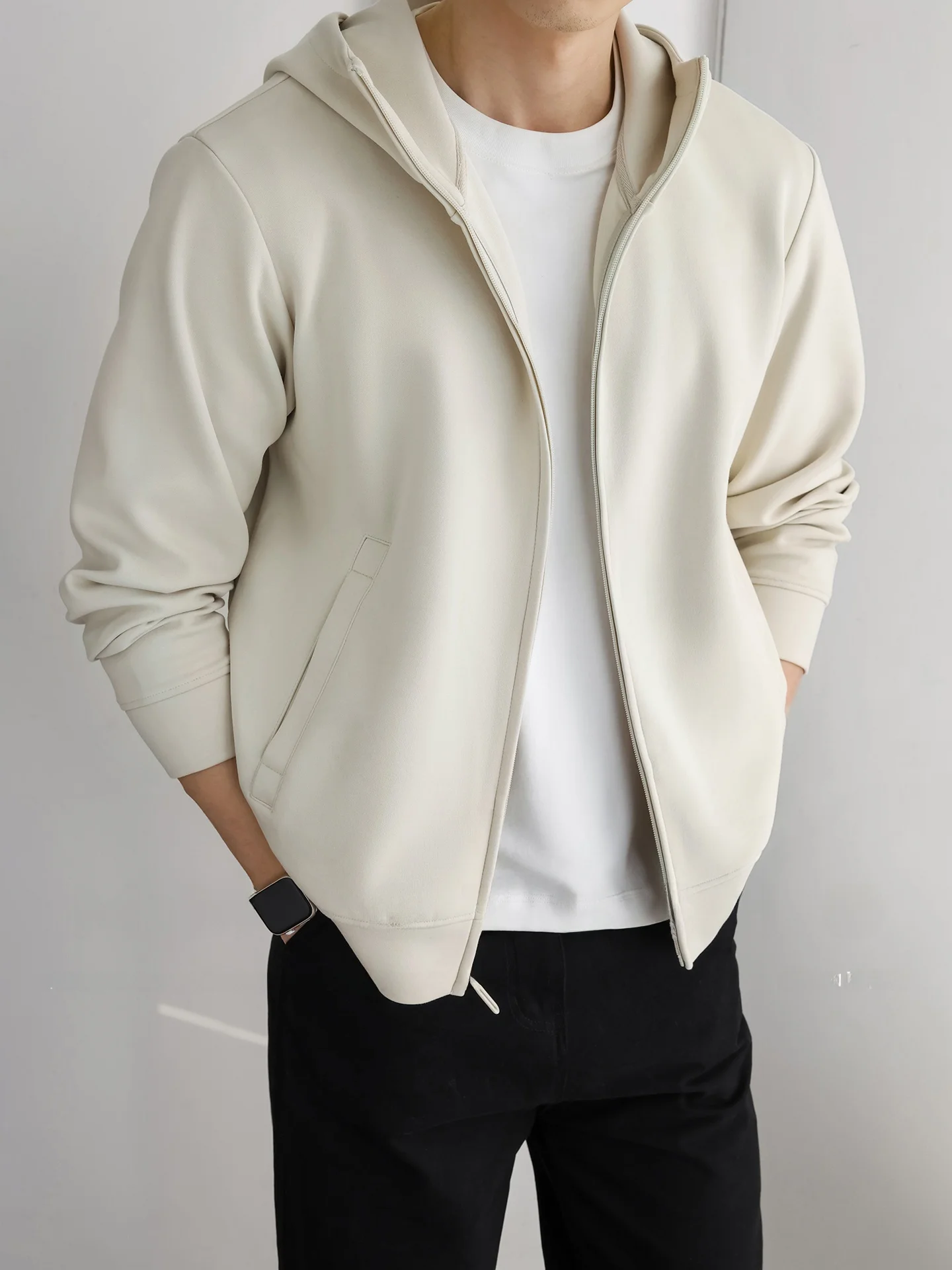 Men's Hooded Zipper Cardigan Sweatshirt High Collar Commute Casual Fashion Urban Style Long Sleeve Cotton Polyester Blend