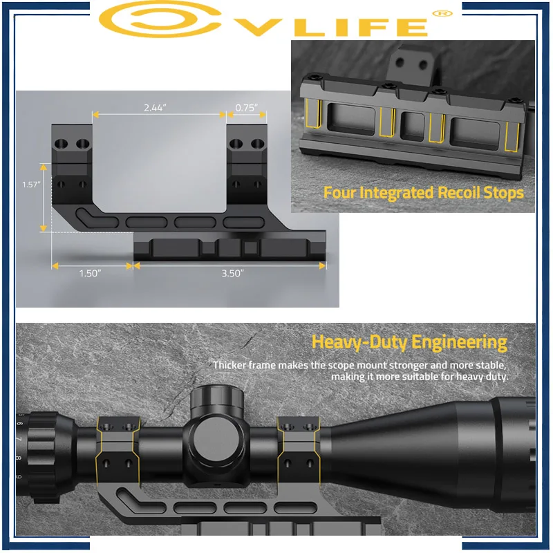 

CVLIFE Cantilever Scope Mounts Offset Dual Ring One-Piece Scope Mount Picatinny Base with Enhanced Four Recoil Lugs Height 1.57"