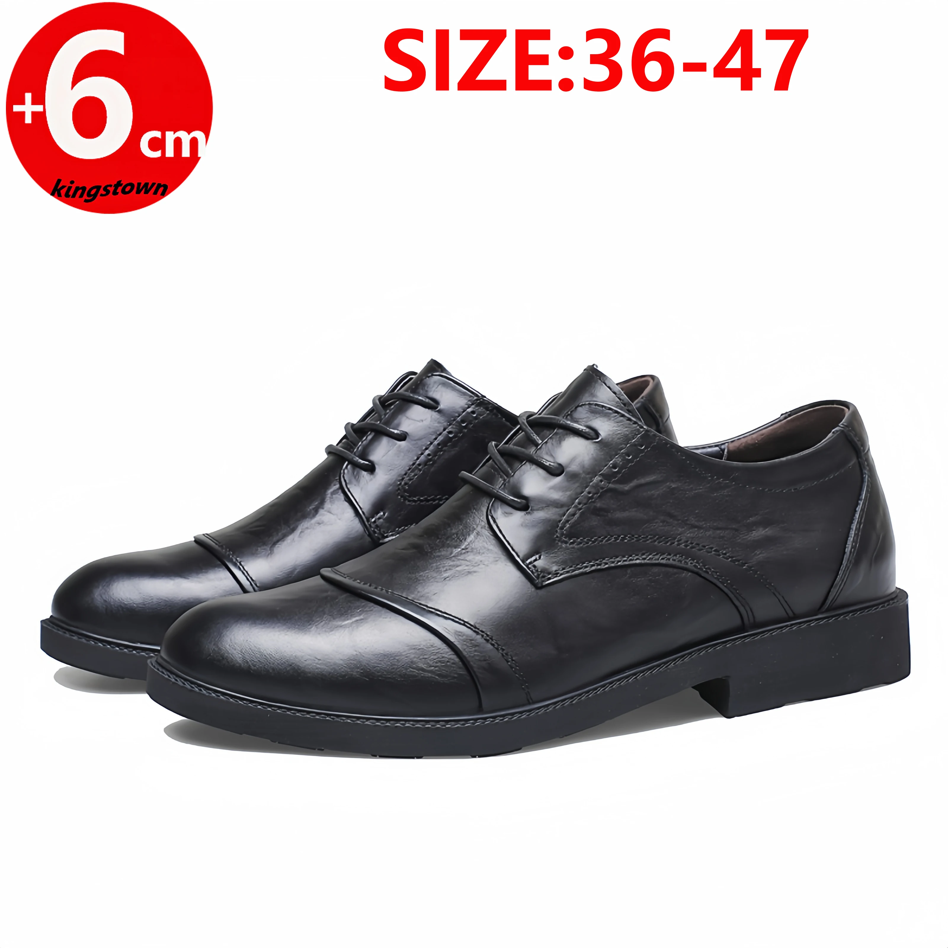 

Кожаная обувь для деловых мужчин, оксфордские стельки для увеличения высоты, увеличивающие рост, 6 см, большие размеры 36-47