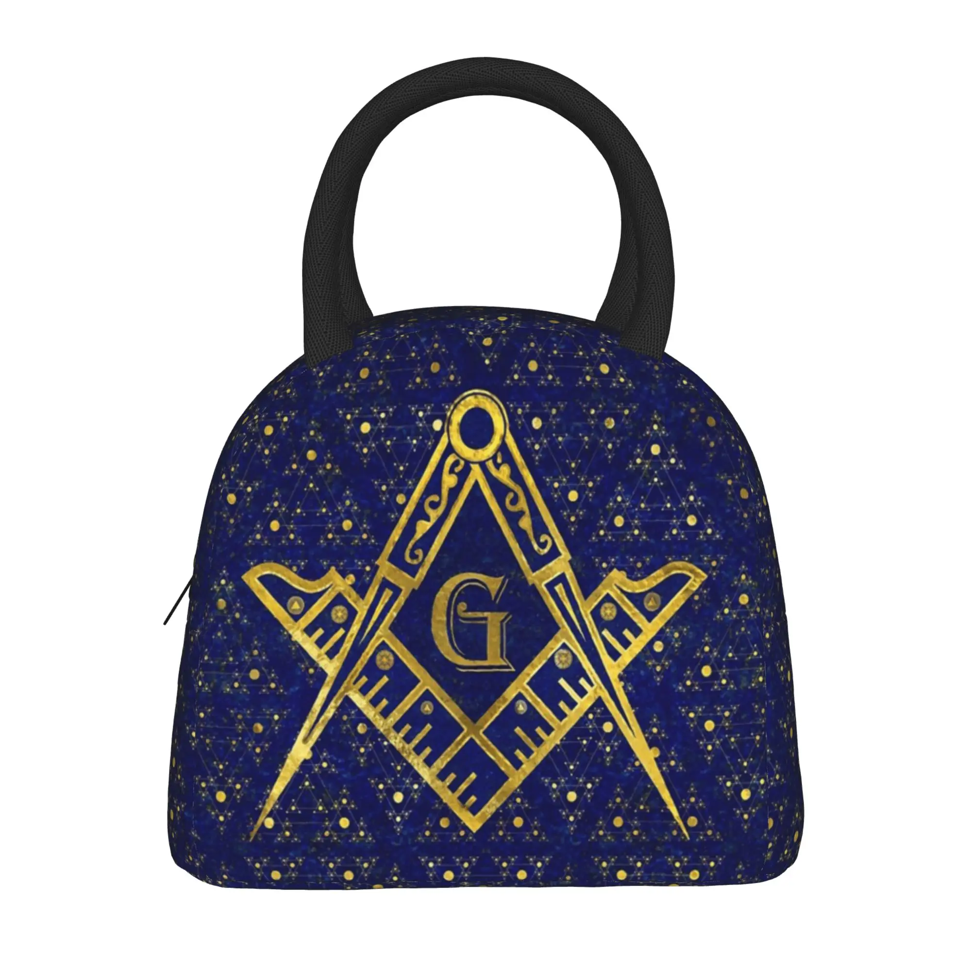 Freemasonry Symbol Insulated Lunch Bag Cooler Bag Reusable,Lunch Container Masonic Mason Freemason High Capacity Tote Lunch Box