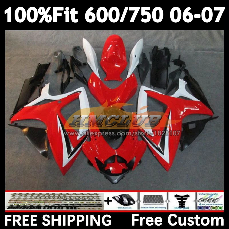 Injection Kit For SUZUKI red glossy GSXR600 GSXR 600 750 CC 2006 2007 14No.19 GSXR-750 600CC GSXR750 GSXR-600 K6 06 07 Fairing