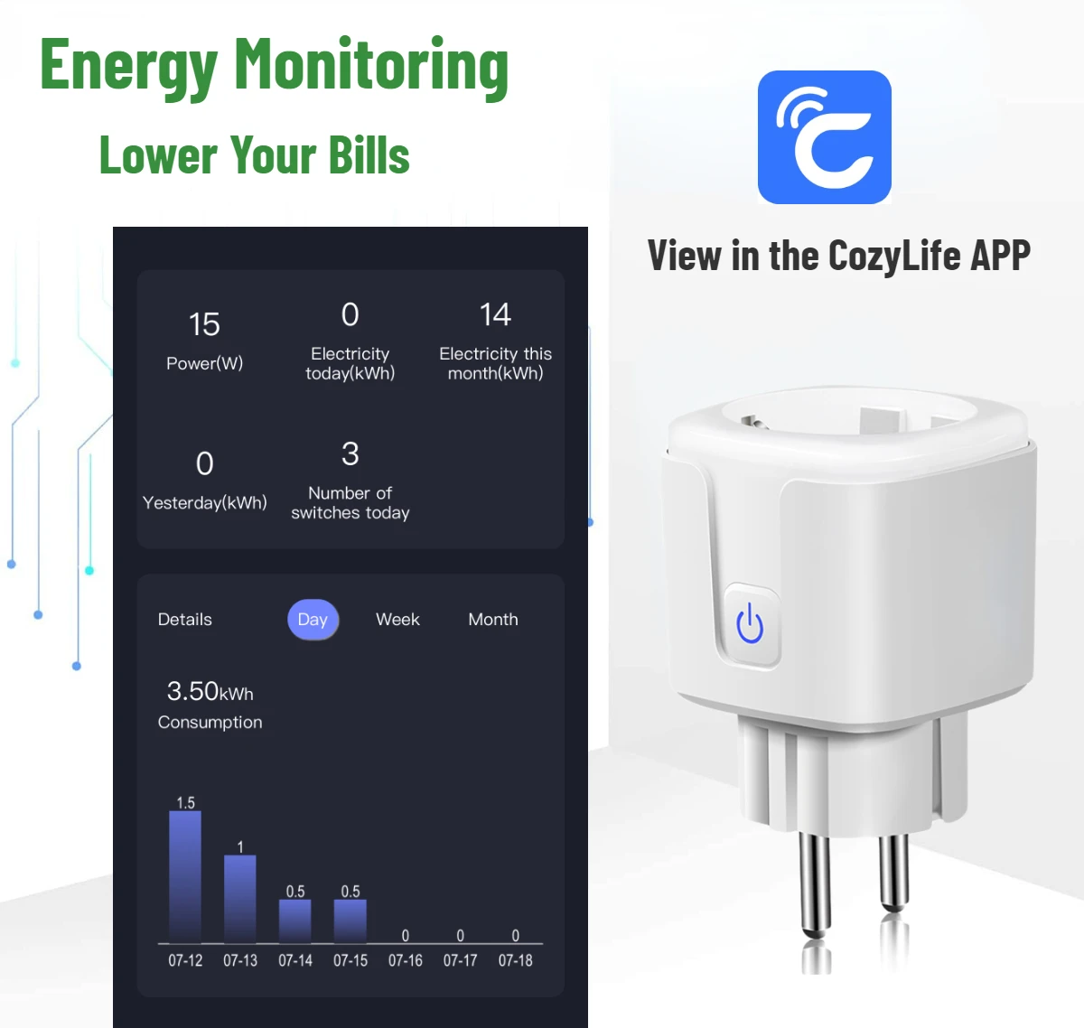 HomeKit Smart Plug EU con Monitor energetico presa WiFi 16A 220V 110V Timer remoto presa elettrica Smart Home Support Alexa Alice