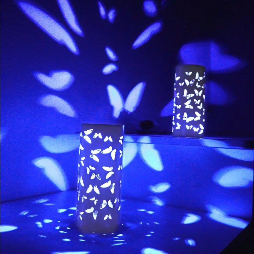 New Bamboo Night Light Creative Decorative Table Lamp USB Projection Lamp Butterfly Shadow Decorative Atmosphere Light