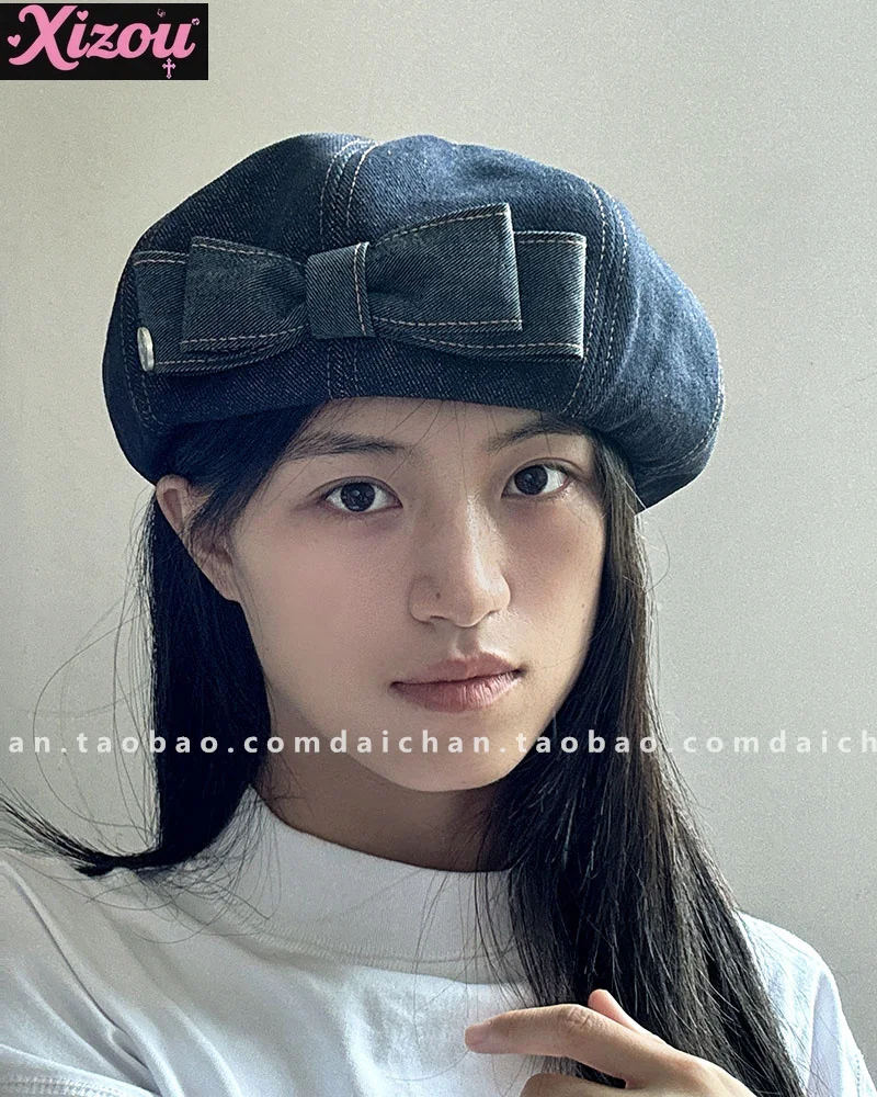 Cappello da zucca ottagonale strutturato con doppio fiocco dolce fatto a mano per l'industria pesante giapponese