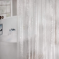 Water Cube Shower Curtain Transparent Waterproof 3D EVA Bath Curtains Liner for Bathroom Bathtub Bathing Cover with Hooks