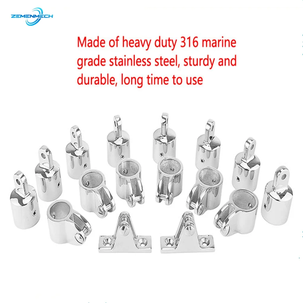 16PCS Marine Hardware Universal 4-Bow Bimini Top 316 Stainless Steel Set Deck Hinge Jaw Slide Eye End Fitting Boat Accessories