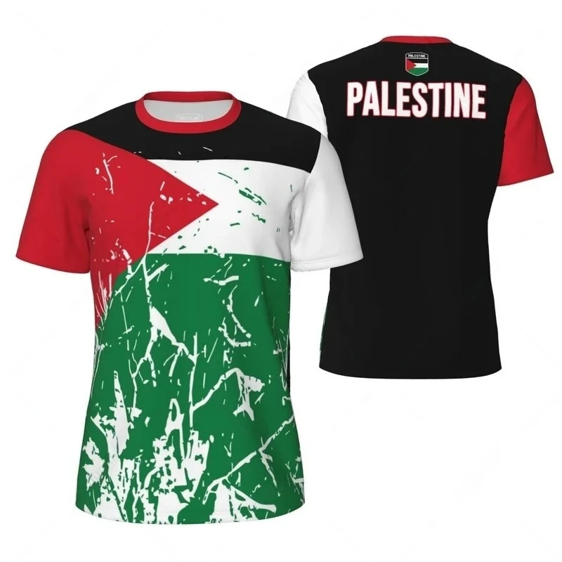 

Fashion Palestine Flag Football T Shirts For Men Summer Trend National Emblem 3D Printed Sports Tees Casual Oversized Kids Tops