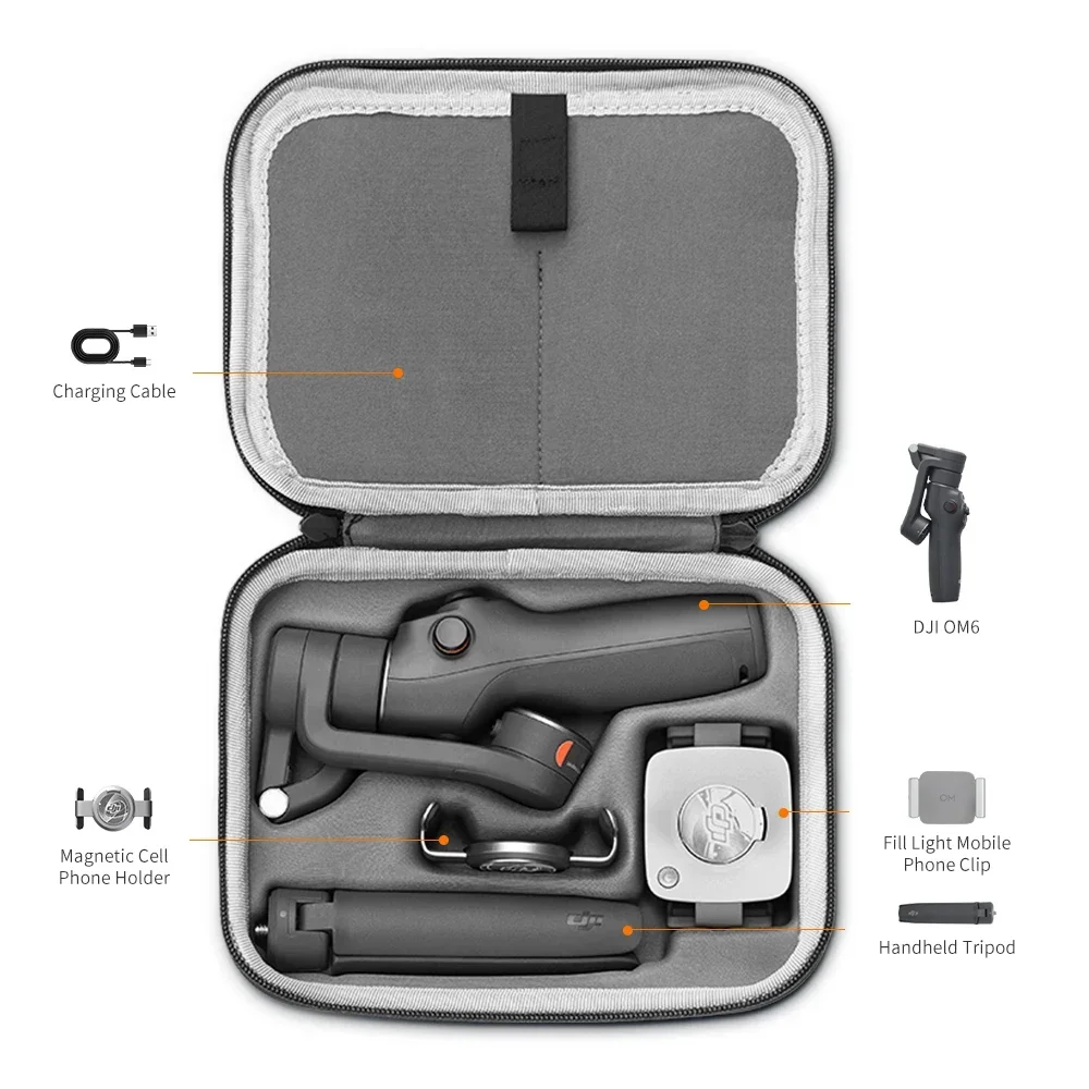 XFJI-Estojo portátil para DJI Osmo Mobile 6, Gimbal Estabilizador OM6, PU Leather, Shoulder Bag à prova de respingos, Acessórios Box