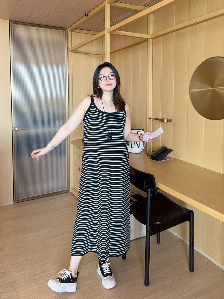 

Платье VOGANA женское повседневное, большого размера, в полоску, А-силуэт, весеннее, с завышенной талией, в корейском стиле, стройнящее фигуру