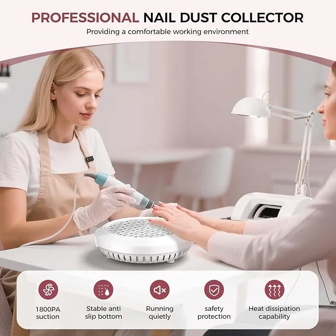 4pcs Nail Duster for Nail Technology & Acrylic Nail Polishing - Ultra-Quiet 8000rpm Turbo Brushless Motor, Reusable Filter