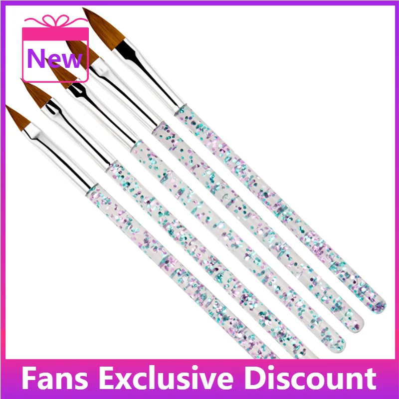 Newest 11/13/15/17/19mm Nail Art Crystal Brush UV Gel Builder Painting Dotting Pen Carving Tips Manicure Salon Tools