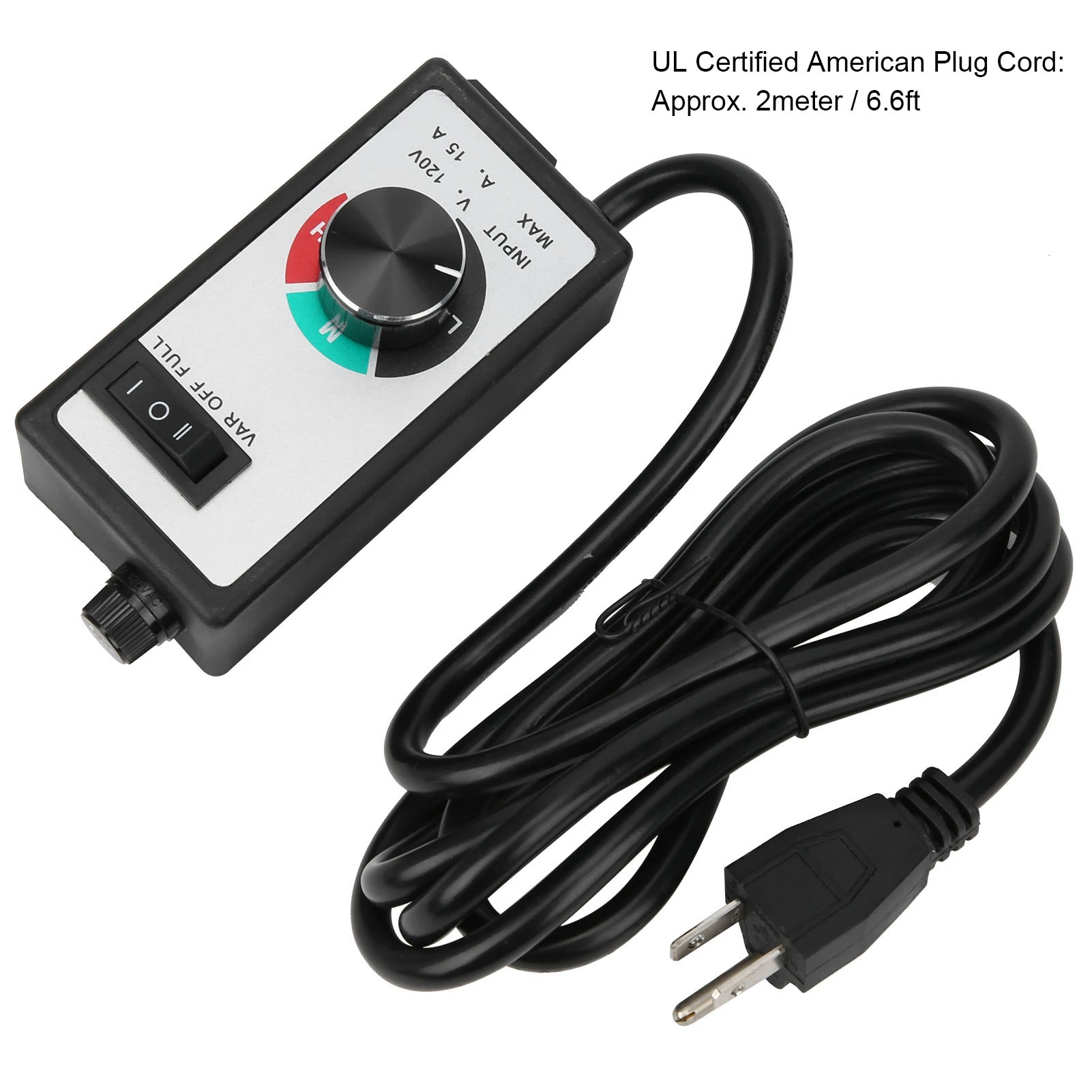 Fan Speed Controller Variable Adjuster Electronic 120V 1500W 15A US Plug 2 Meter Cord