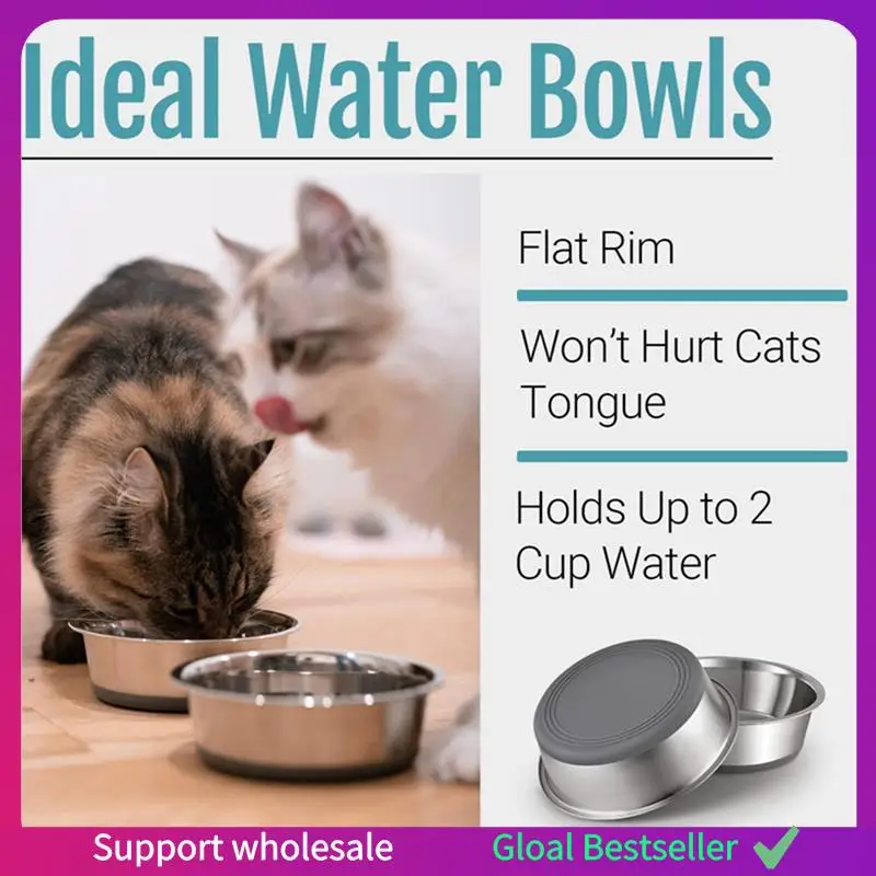 

A38M Stainless Steel Pet Bowl Dog Bone Pet Supplies Tableware Non-Slip Cats Bowl Drinking Water Dog Basin Dog Bowls(L) Easy To U