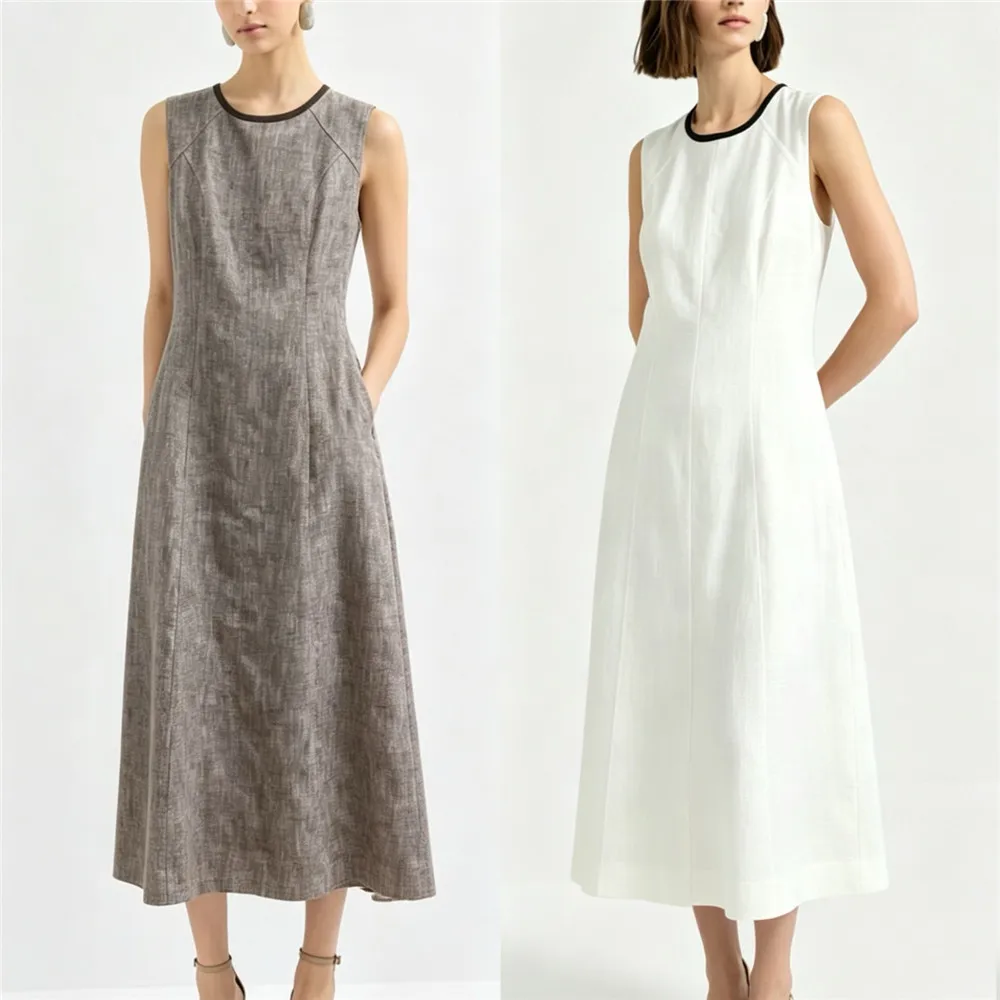 

Summer 2026 New Arrival: Women's Shimmering Silk Sleeveless Vest Dress